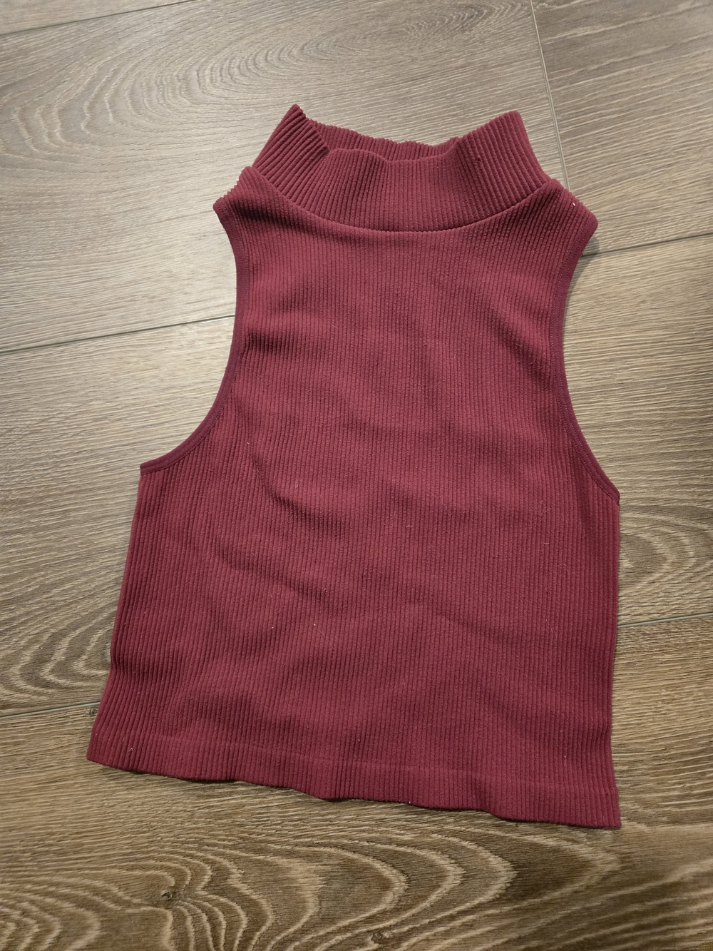 By Together Ribbed Mock Neck Crop Top - Burgundy